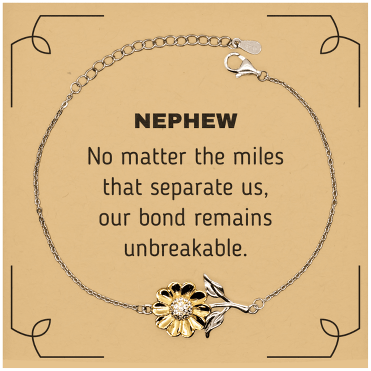 Nephew Long Distance Relationship Gifts, No matter the miles that separate us, Cute Love Sunflower Bracelet For Nephew, Birthday Christmas Unique Gifts For Nephew - Mallard Moon Gift Shop