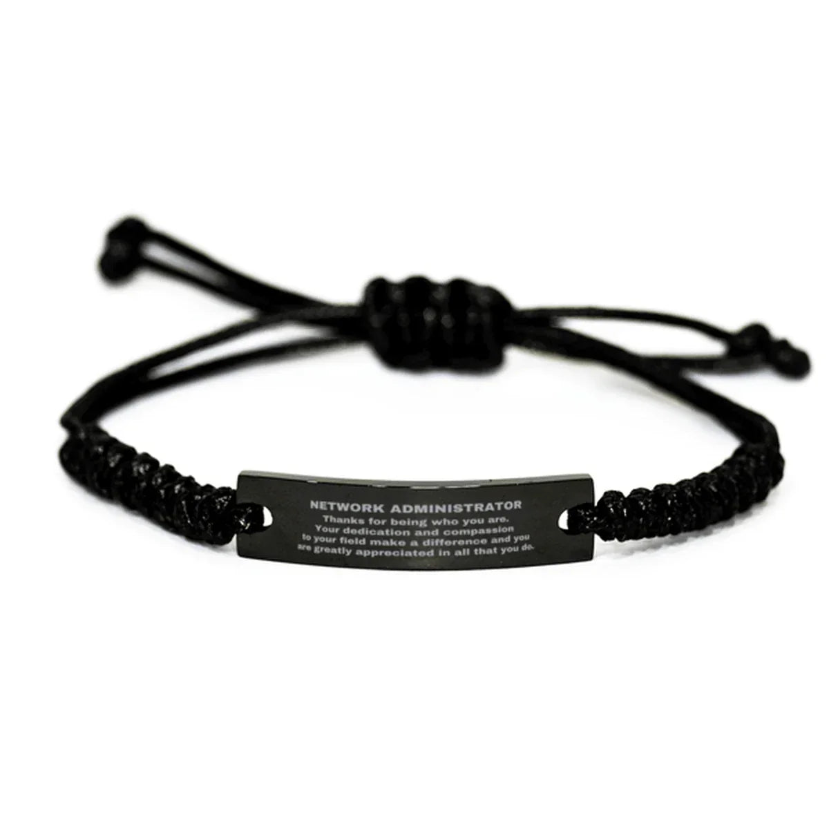 Network Administrator Black Braided Leather Rope Engraved Bracelet - Thanks for being who you are - Birthday Christmas Jewelry Gifts Coworkers Colleague Boss