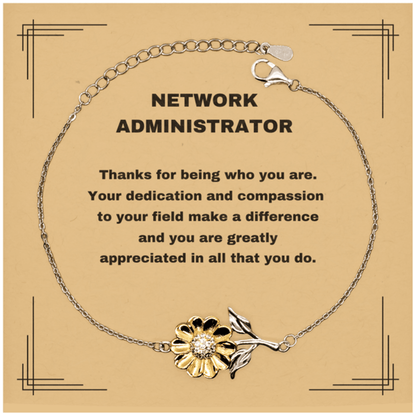 Network Administrator Sunflower Bracelet - Thanks for being who you are - Birthday Christmas Jewelry Gifts Coworkers Colleague Boss - Mallard Moon Gift Shop