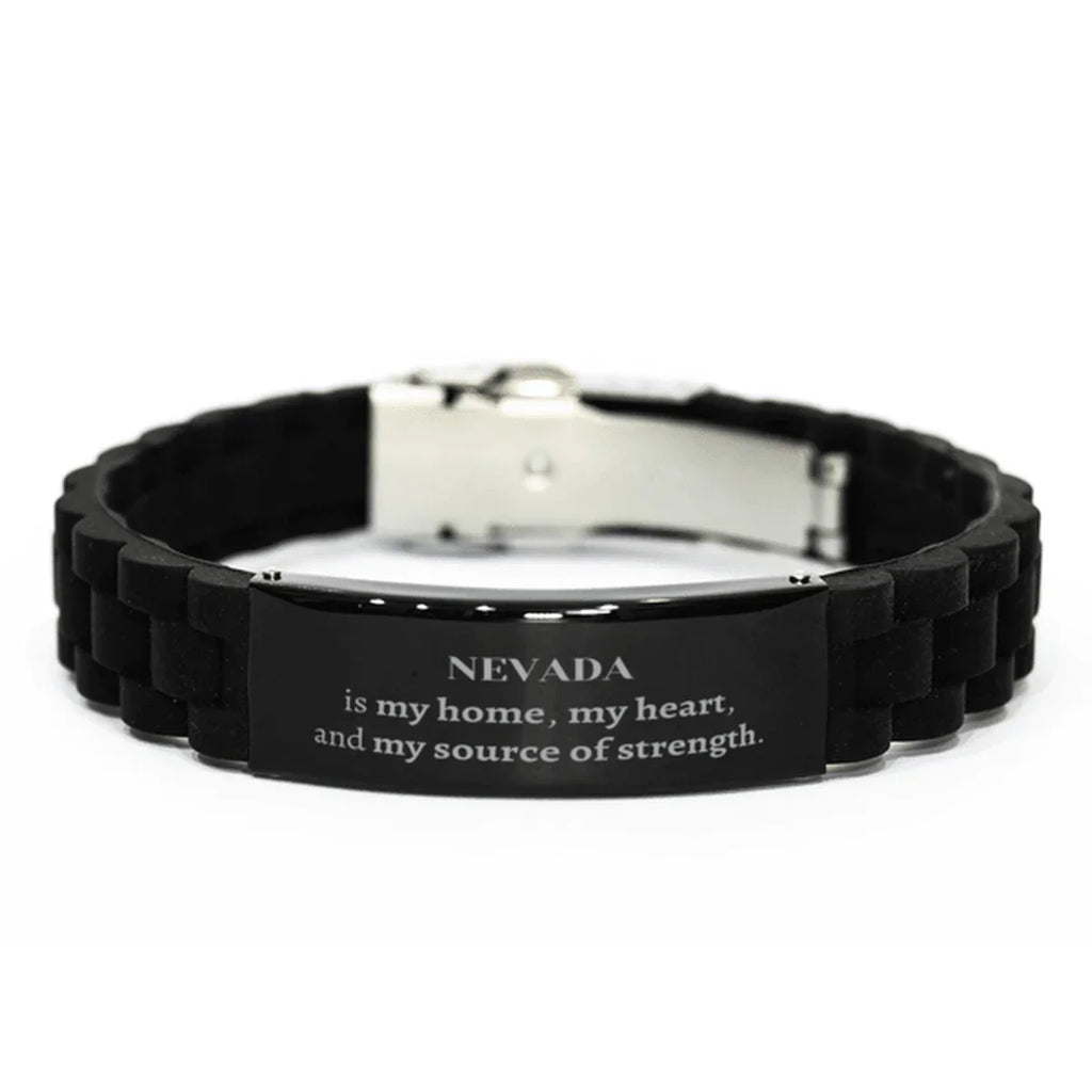 Nevada is my home Gifts, Lovely Nevada Birthday Christmas Black Glidelock Clasp Bracelet For People from Nevada, Men, Women, Friends