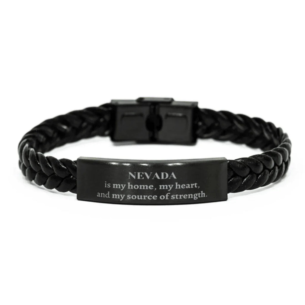 Nevada is my home Gifts, Lovely Nevada Birthday Christmas Braided Leather Bracelet For People from Nevada, Men, Women, Friends
