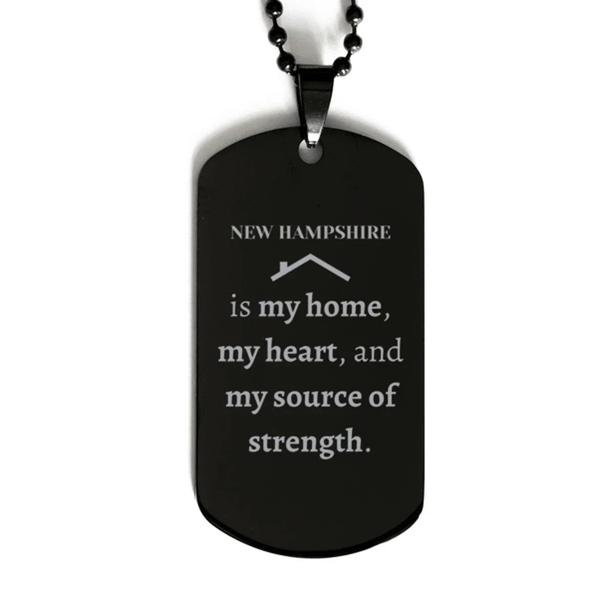 New Hampshire is my home Gifts, Lovely New Hampshire Birthday Christmas Black Dog Tag For People from New Hampshire, Men, Women, Friends