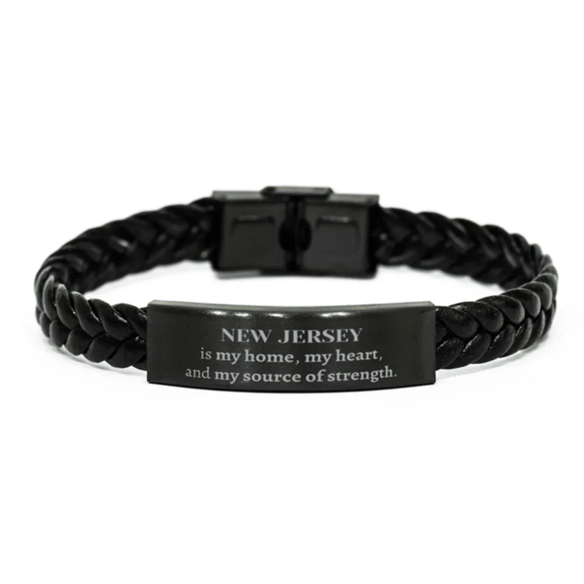 New Jersey is my home Gifts, Lovely New Jersey Birthday Christmas Braided Leather Bracelet For People from New Jersey, Men, Women, Friends
