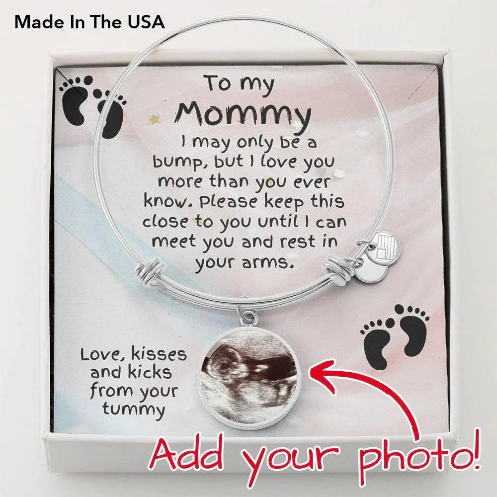 New Mom Gift from the Bump Ultrasound Photo Upload Bangle Bracelet