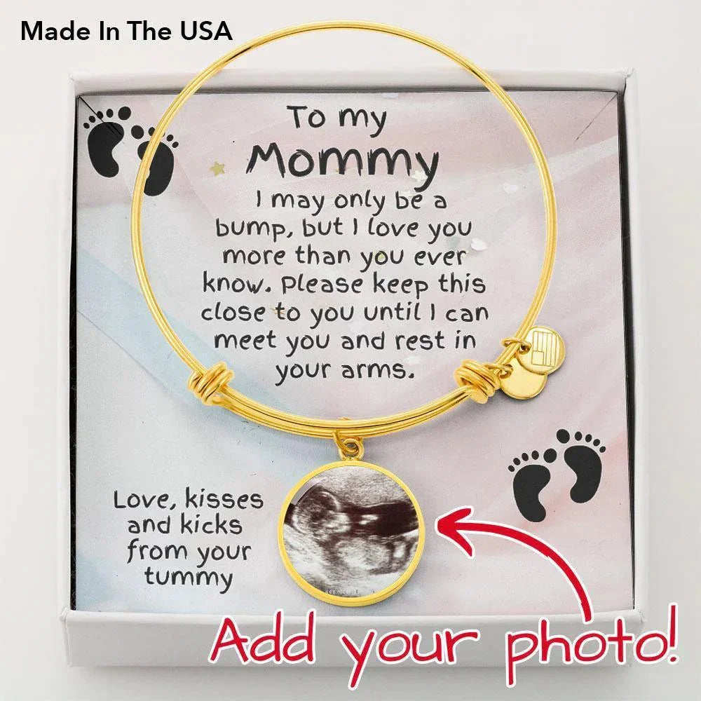 New Mom Gift from the Bump Ultrasound Photo Upload Bangle Bracelet