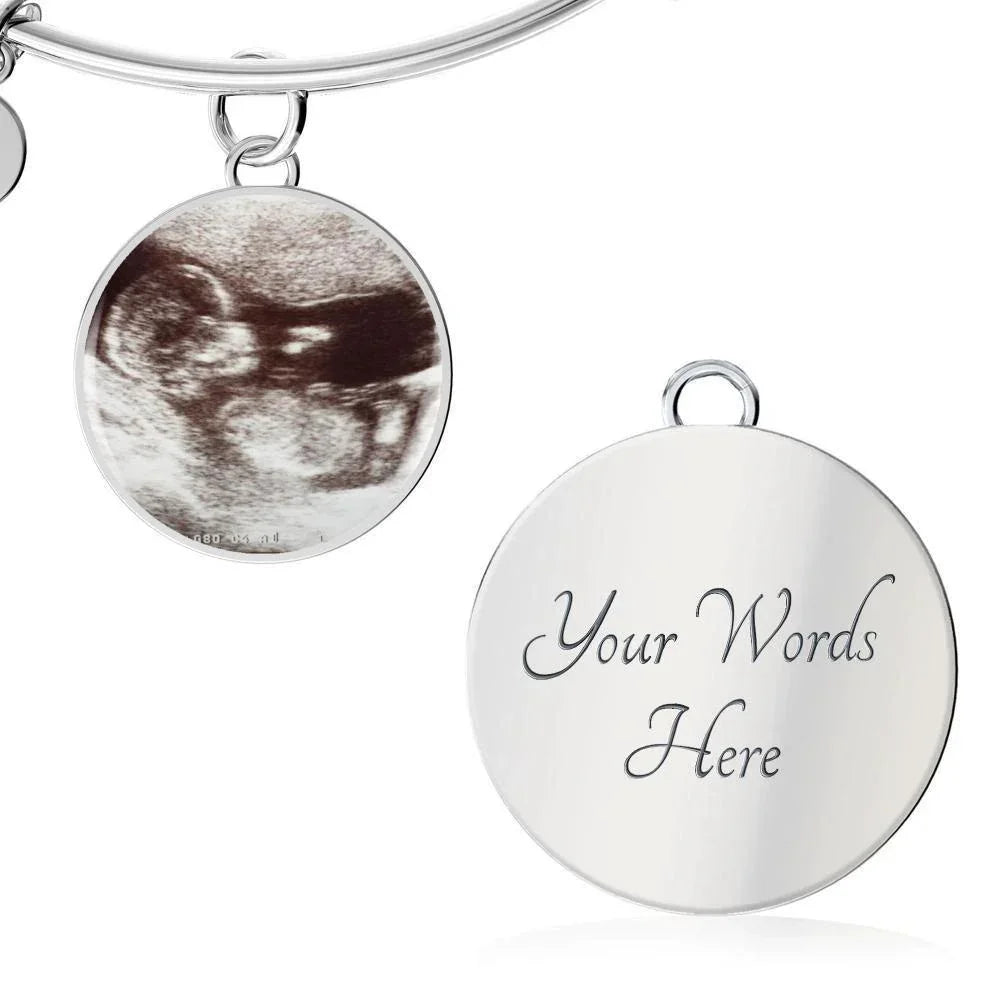 New Mom Gift from the Bump Ultrasound Photo Upload Bangle Bracelet