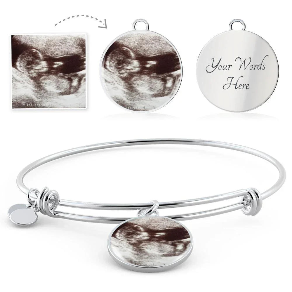 New Mom Gift from the Bump Ultrasound Photo Upload Bangle Bracelet