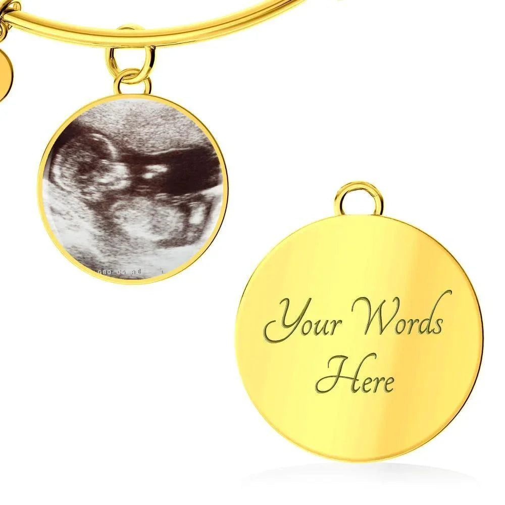 New Mom Gift from the Bump Ultrasound Photo Upload Bangle Bracelet