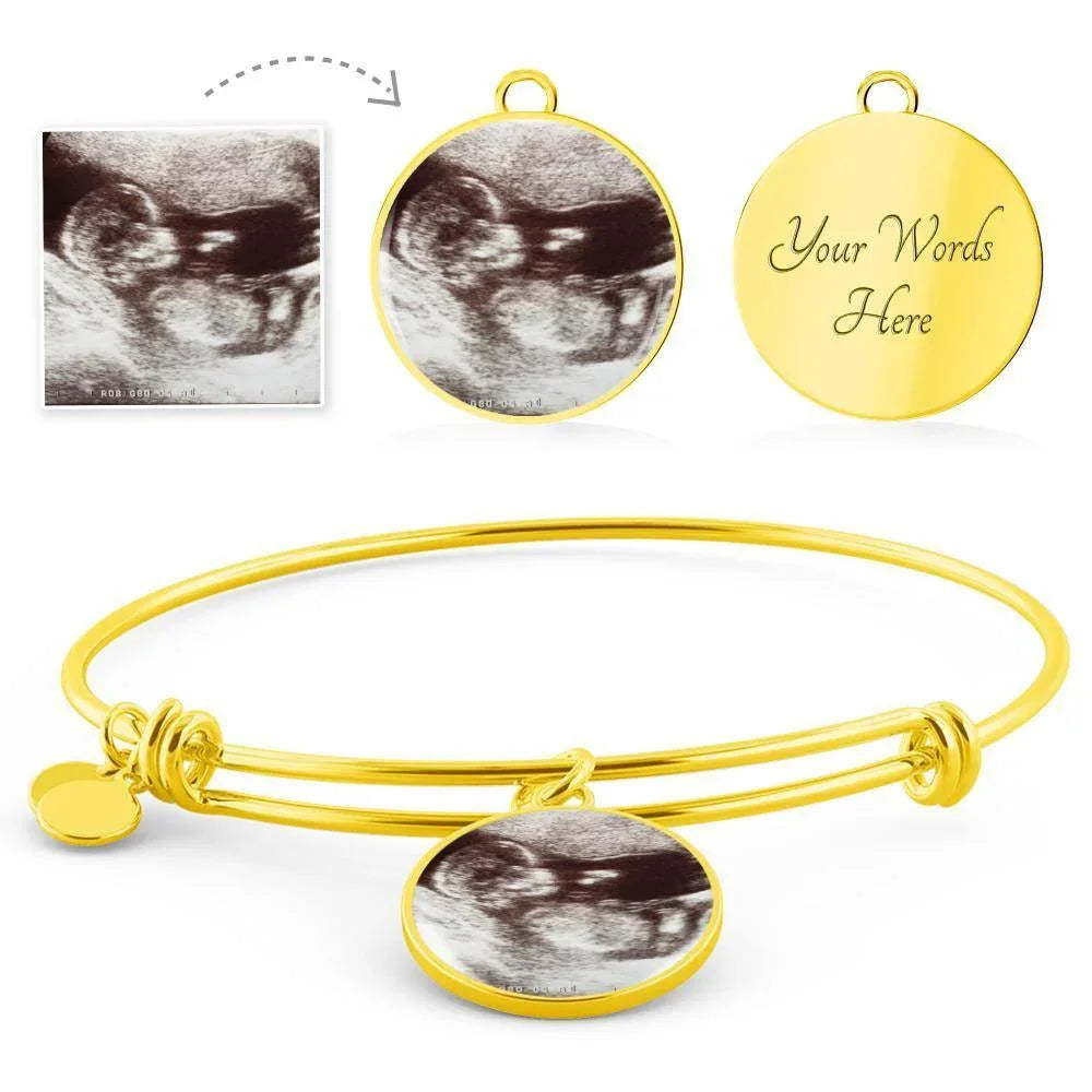 New Mom Gift from the Bump Ultrasound Photo Upload Bangle Bracelet