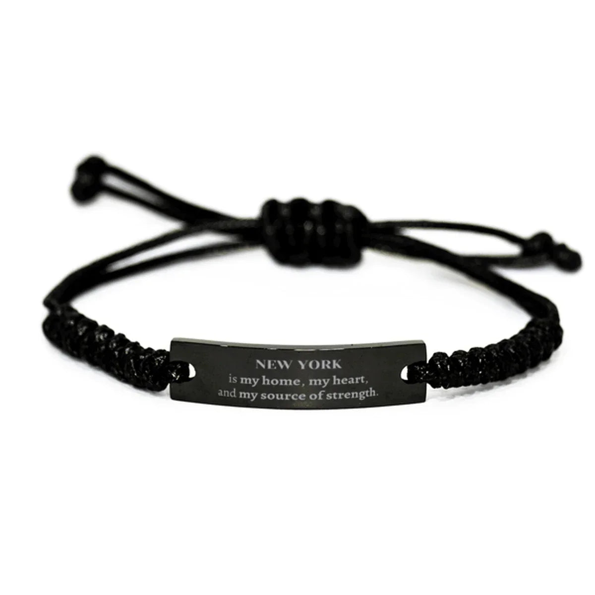New York is my home Gifts, Lovely New York Birthday Christmas Black Rope Bracelet For People from New York, Men, Women, Friends