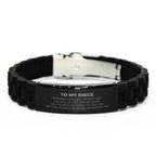 Niece Gifts, To My Niece Remember, you will never lose. You will either WIN or LEARN, Keepsake Black Glidelock Clasp Bracelet For Niece Engraved, Birthday Christmas Gifts Ideas For Niece X-mas Gifts