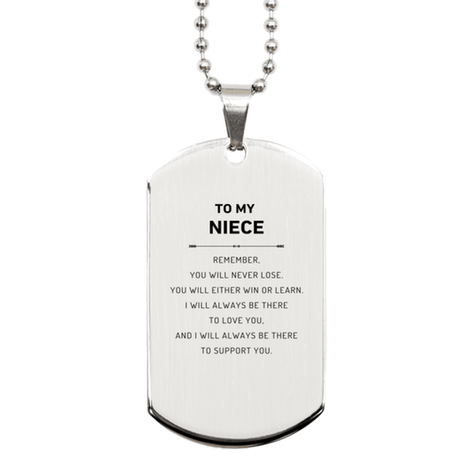 Niece Gifts, To My Niece Remember, you will never lose. You will either WIN or LEARN, Keepsake Silver Dog Tag For Niece Engraved, Birthday Christmas Gifts Ideas For Niece X-mas Gifts - Mallard Moon Gift Shop