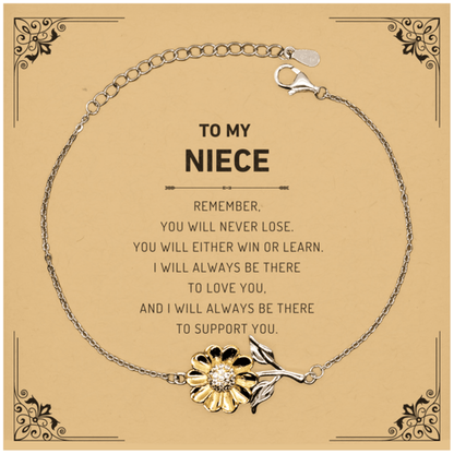 Niece Gifts, To My Niece Remember, you will never lose. You will either WIN or LEARN, Keepsake Sunflower Bracelet For Niece Card, Birthday Christmas Gifts Ideas For Niece X-mas Gifts - Mallard Moon Gift Shop