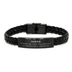 Niece Long Distance Relationship Gifts, No matter the miles that separate us, Cute Love Braided Leather Bracelet For Niece, Birthday Christmas Unique Gifts For Niece