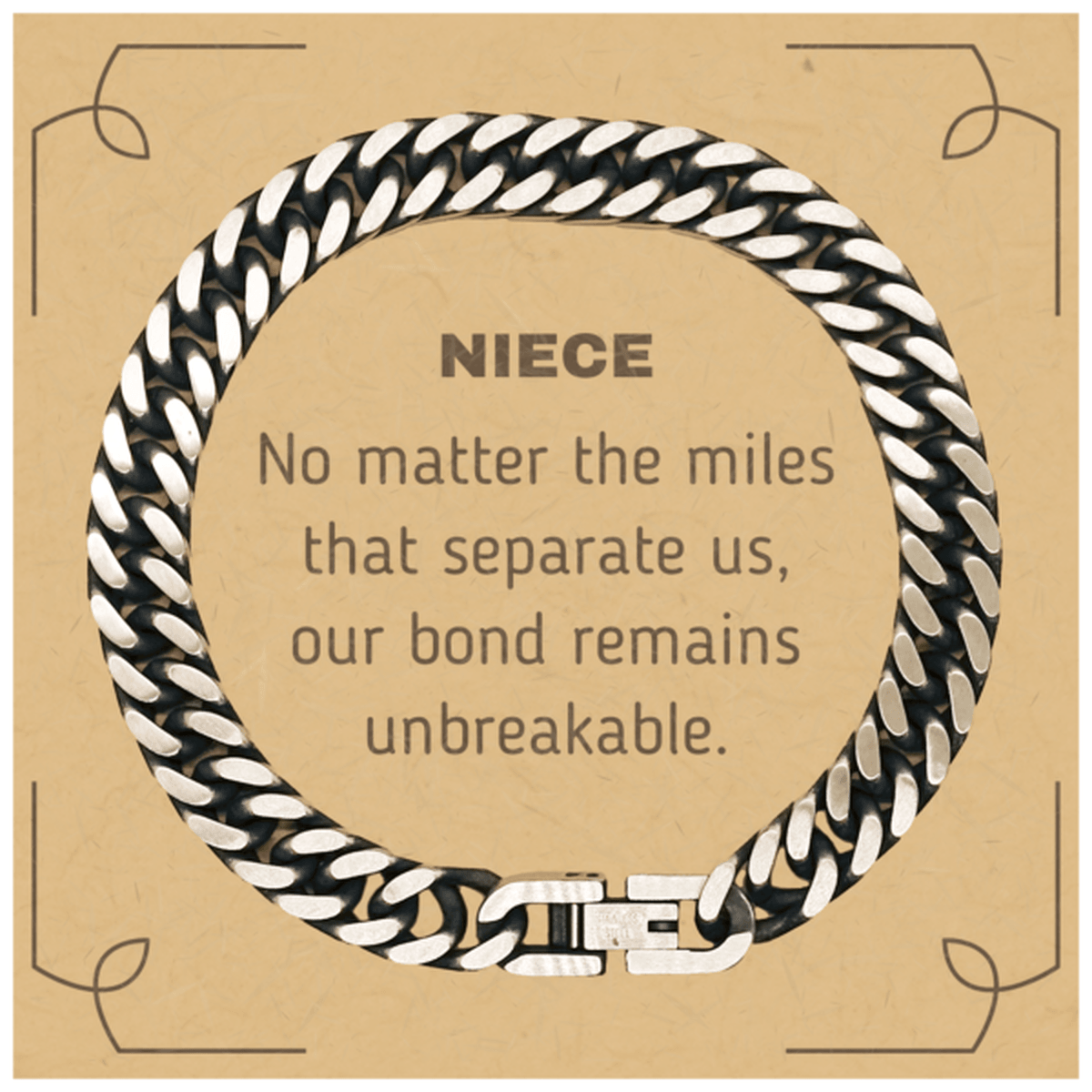 Niece Long Distance Relationship Gifts, No matter the miles that separate us, Cute Love Cuban Link Chain Bracelet For Niece, Birthday Christmas Unique Gifts For Niece - Mallard Moon Gift Shop