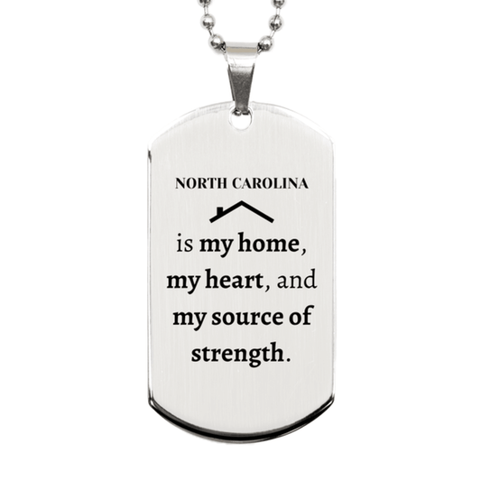 North Carolina is my home Gifts, Lovely North Carolina Birthday Christmas Silver Dog Tag For People from North Carolina, Men, Women, Friends - Mallard Moon Gift Shop