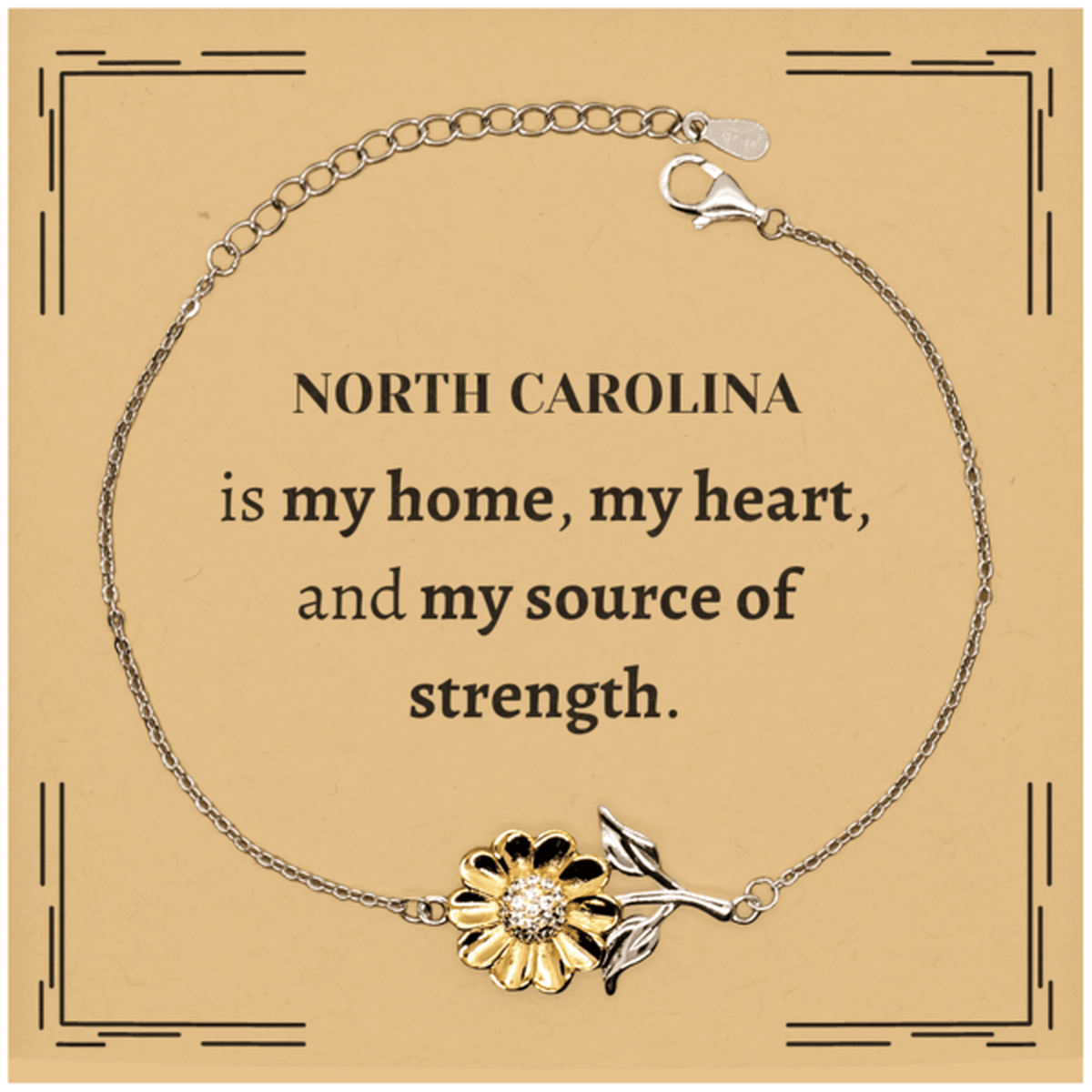 North Carolina is my home Gifts, Lovely North Carolina Birthday Christmas Sunflower Bracelet For People from North Carolina, Men, Women, Friends - Mallard Moon Gift Shop