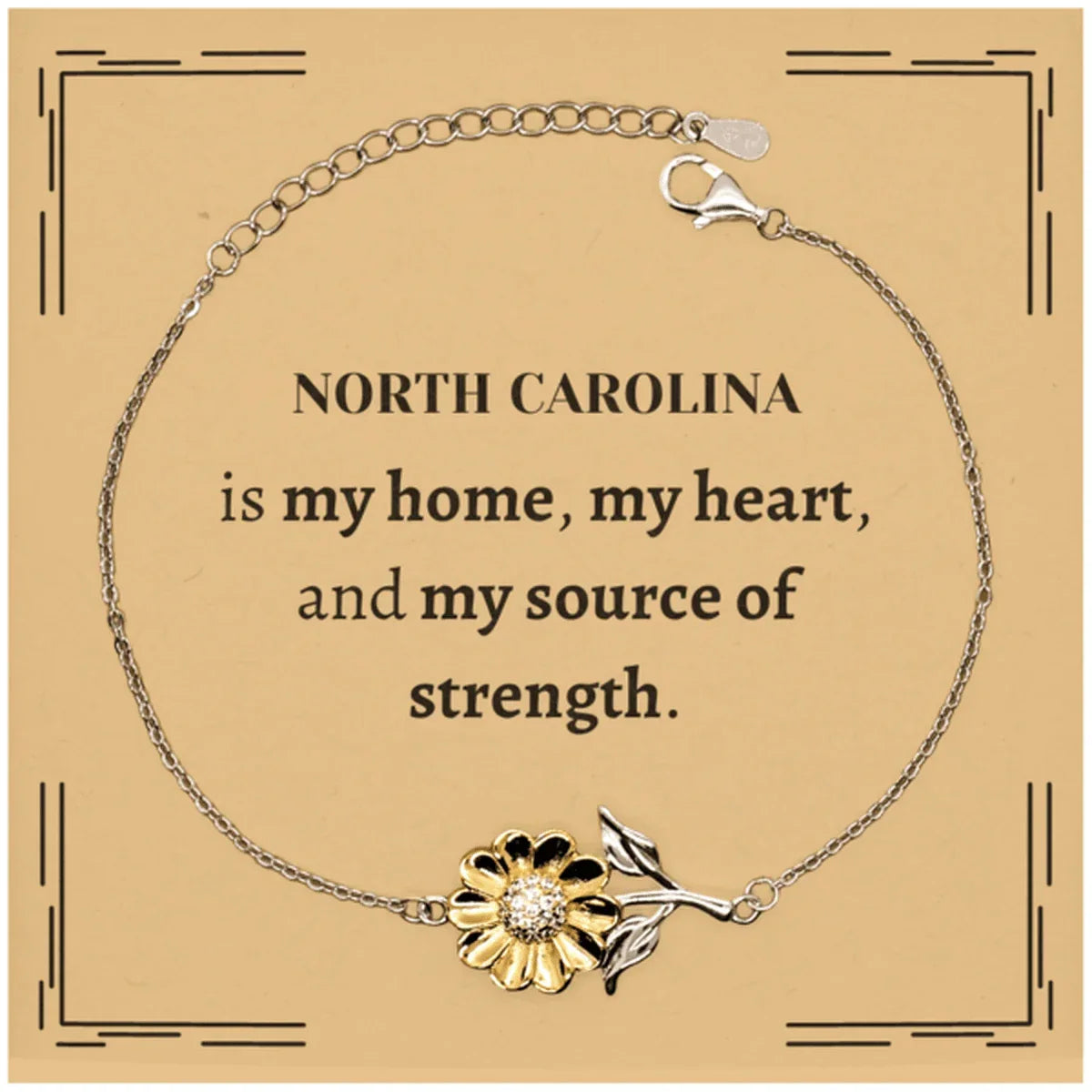 North Carolina is my home Gifts, Lovely North Carolina Birthday Christmas Sunflower Bracelet For People from North Carolina, Men, Women, Friends