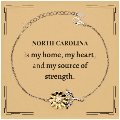 North Carolina is my home Gifts, Lovely North Carolina Birthday Christmas Sunflower Bracelet For People from North Carolina, Men, Women, Friends - Mallard Moon Gift Shop