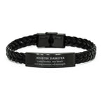 North Dakota is my Home Gifts, Amazing North Dakota Birthday, Christmas Engraved Braided Leather Bracelet For People from North Dakota, Men, Women, Friends