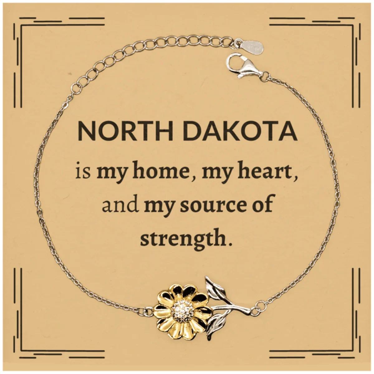 North Dakota is my Home Gifts, Amazing North Dakota Birthday, Christmas Sunflower Bracelet For People from North Dakota, Men, Women, Friends