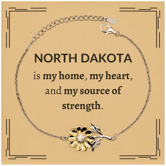 North Dakota is my Home Gifts, Amazing North Dakota Birthday, Christmas Sunflower Bracelet For People from North Dakota, Men, Women, Friends - Mallard Moon Gift Shop
