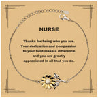 Nurse Sunflower Bracelet - Thanks for being who you are - Birthday Christmas Jewelry Gifts Coworkers Colleague Boss