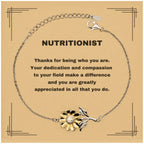 Nutritionist Sunflower Bracelet - Thanks for being who you are - Birthday Christmas Jewelry Gifts Coworkers Colleague Boss