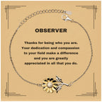Observer Sunflower Bracelet - Thanks for being who you are - Birthday Christmas Jewelry Gifts Coworkers Colleague Boss