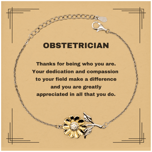 Obstetrician Sunflower Bracelet - Thanks for being who you are - Birthday Christmas Jewelry Gifts Coworkers Colleague Boss - Mallard Moon Gift Shop