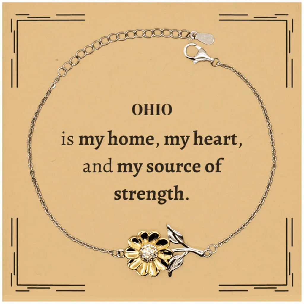 Ohio is my home Gifts, Lovely Ohio Birthday Christmas Sunflower Bracelet For People from Ohio, Men, Women, Friends