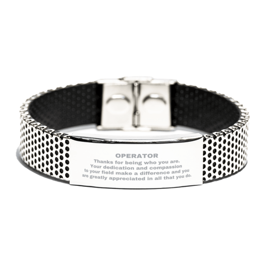 Operator Silver Shark Mesh Stainless Steel Engraved Bracelet - Thanks for being who you are - Birthday Christmas Jewelry Gifts Coworkers Colleague Boss - Mallard Moon Gift Shop