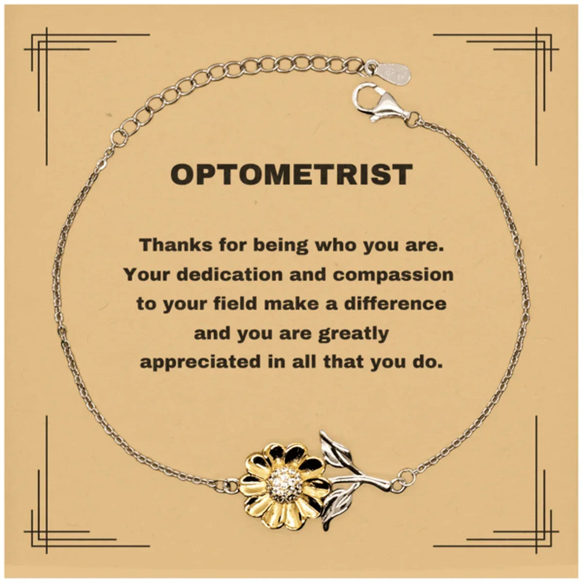 Optometrist Sunflower Bracelet - Thanks for being who you are - Birthday Christmas Jewelry Gifts Coworkers Colleague Boss