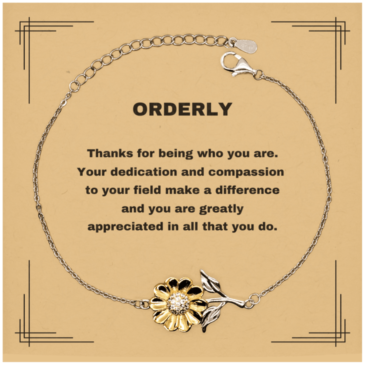 Orderly Sunflower Bracelet - Thanks for being who you are - Birthday Christmas Jewelry Gifts Coworkers Colleague Boss - Mallard Moon Gift Shop