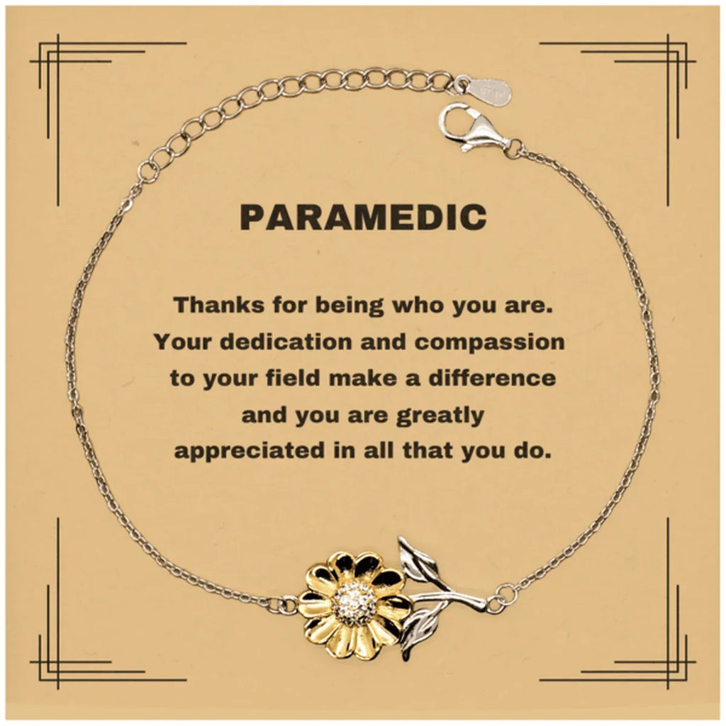 Paramedic Sunflower Bracelet - Thanks for being who you are - Birthday Christmas Jewelry Gifts Coworkers Colleague Boss