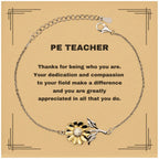 PE Teacher Sunflower Bracelet - Thanks for being who you are - Birthday Christmas Jewelry Gifts Coworkers Colleague Boss