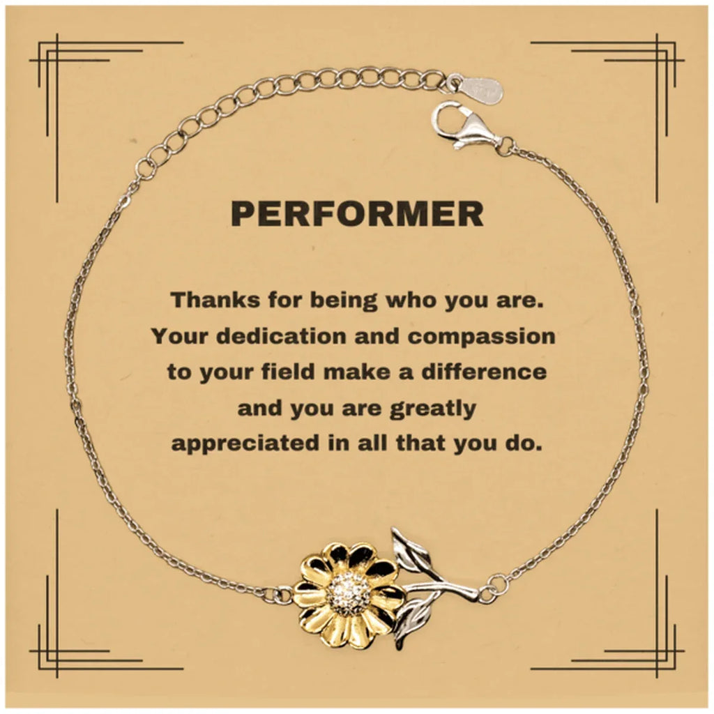 Performer Sunflower Bracelet - Thanks for being who you are - Birthday Christmas Jewelry Gifts Coworkers Colleague Boss