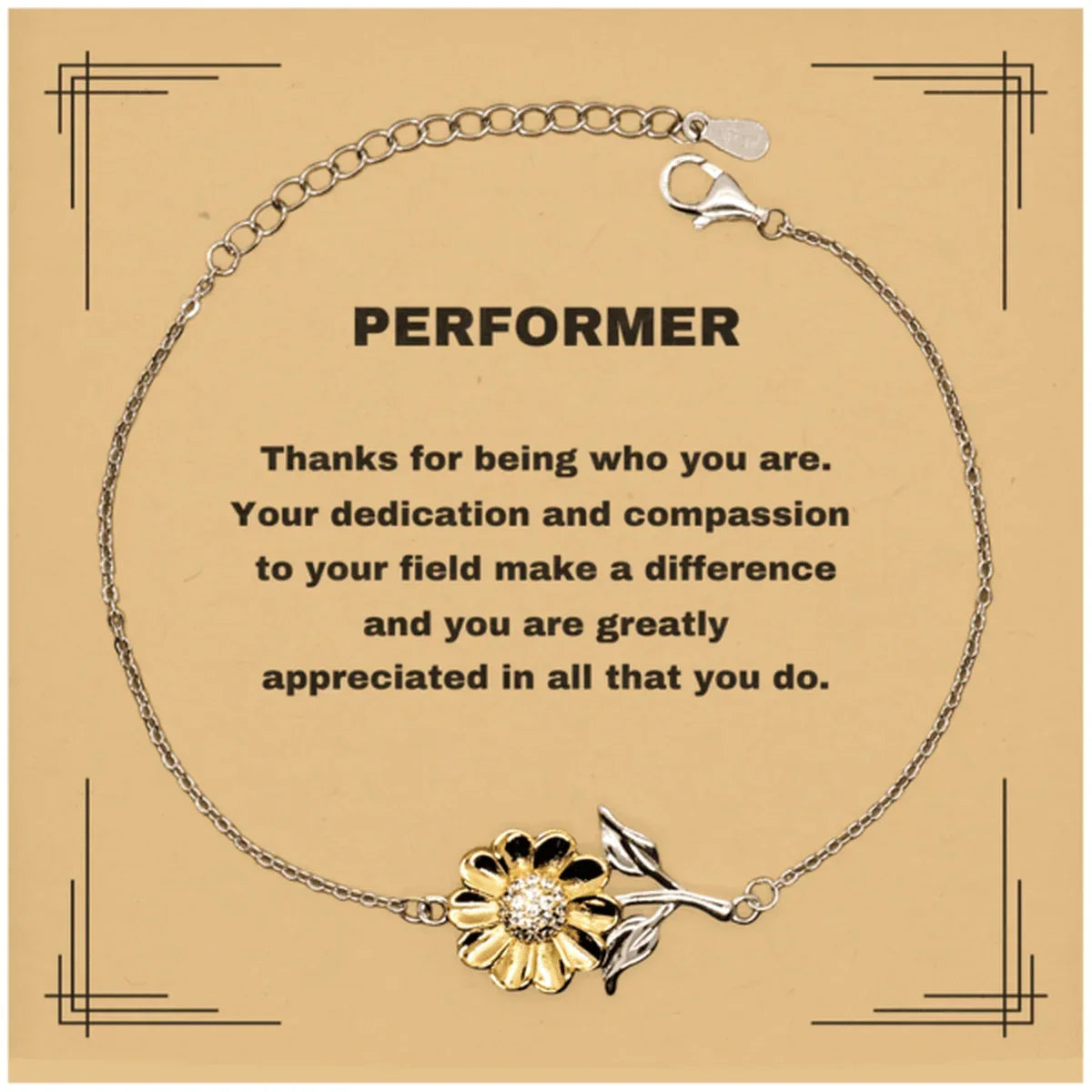 Performer Sunflower Bracelet - Thanks for being who you are - Birthday Christmas Jewelry Gifts Coworkers Colleague Boss