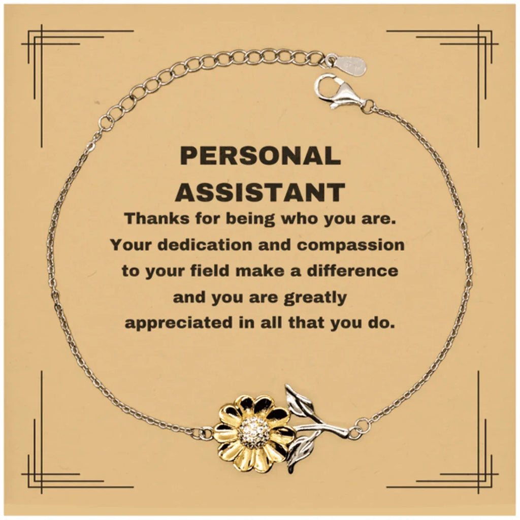 Personal Assistant Sunflower Bracelet - Thanks for being who you are - Birthday Christmas Jewelry Gifts Coworkers Colleague Boss