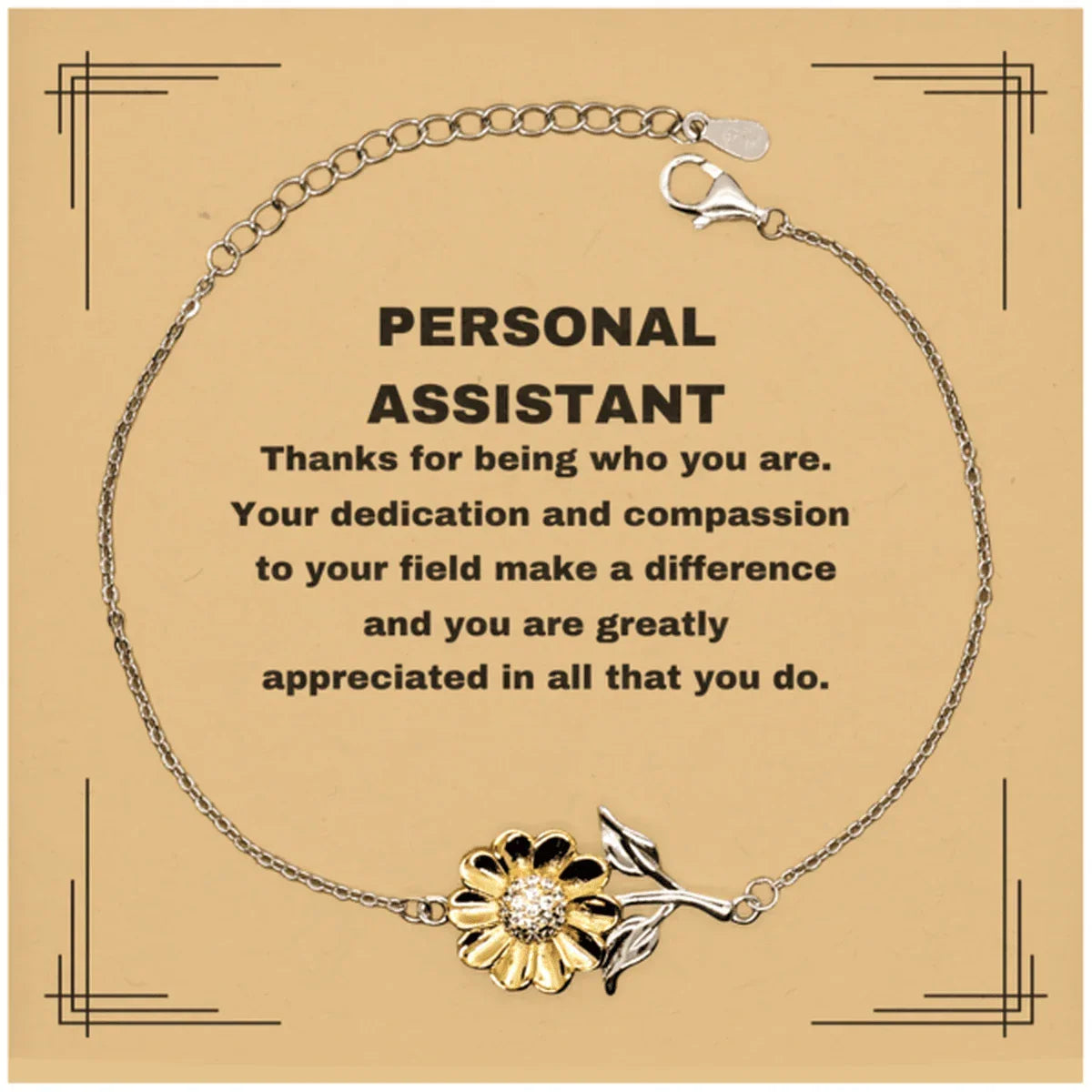 Personal Assistant Sunflower Bracelet - Thanks for being who you are - Birthday Christmas Jewelry Gifts Coworkers Colleague Boss