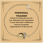 Personal Trainer Sunflower Bracelet - Thanks for being who you are - Birthday Christmas Jewelry Gifts Coworkers Colleague Boss