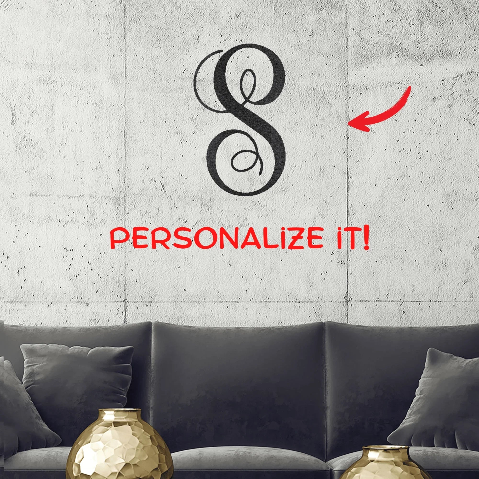 Fancy Initial Custom Monogram Metal Wall Art