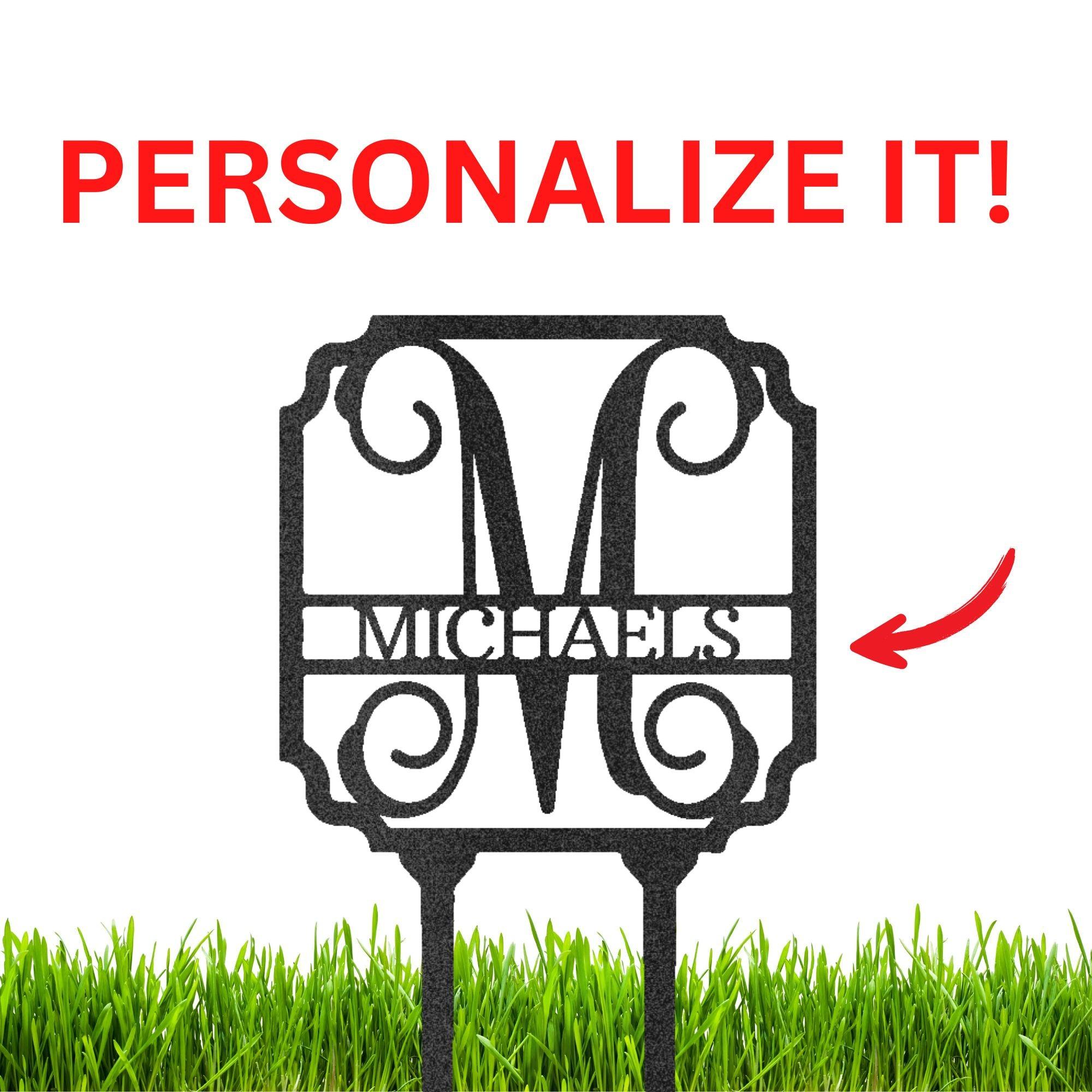 Vine Custom Name Initial Address Garden Lawn Yard Steel Stake Sign - Mallard Moon Gift Shop