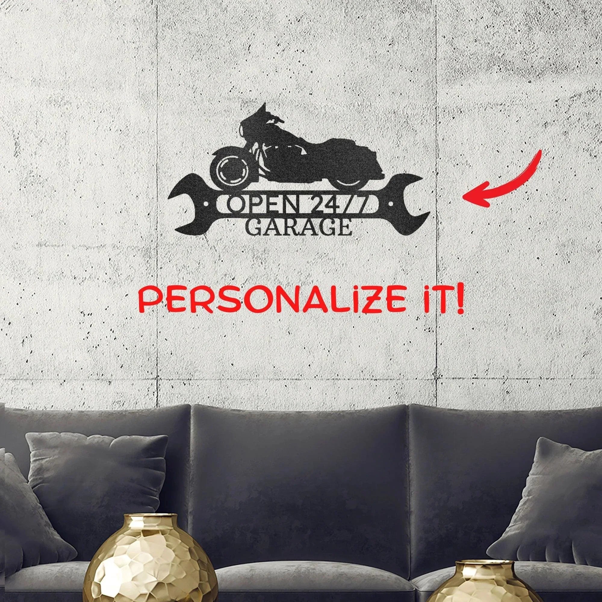 Personalized Motorcycle Indoor Outdoor Steel Wall Sign Art