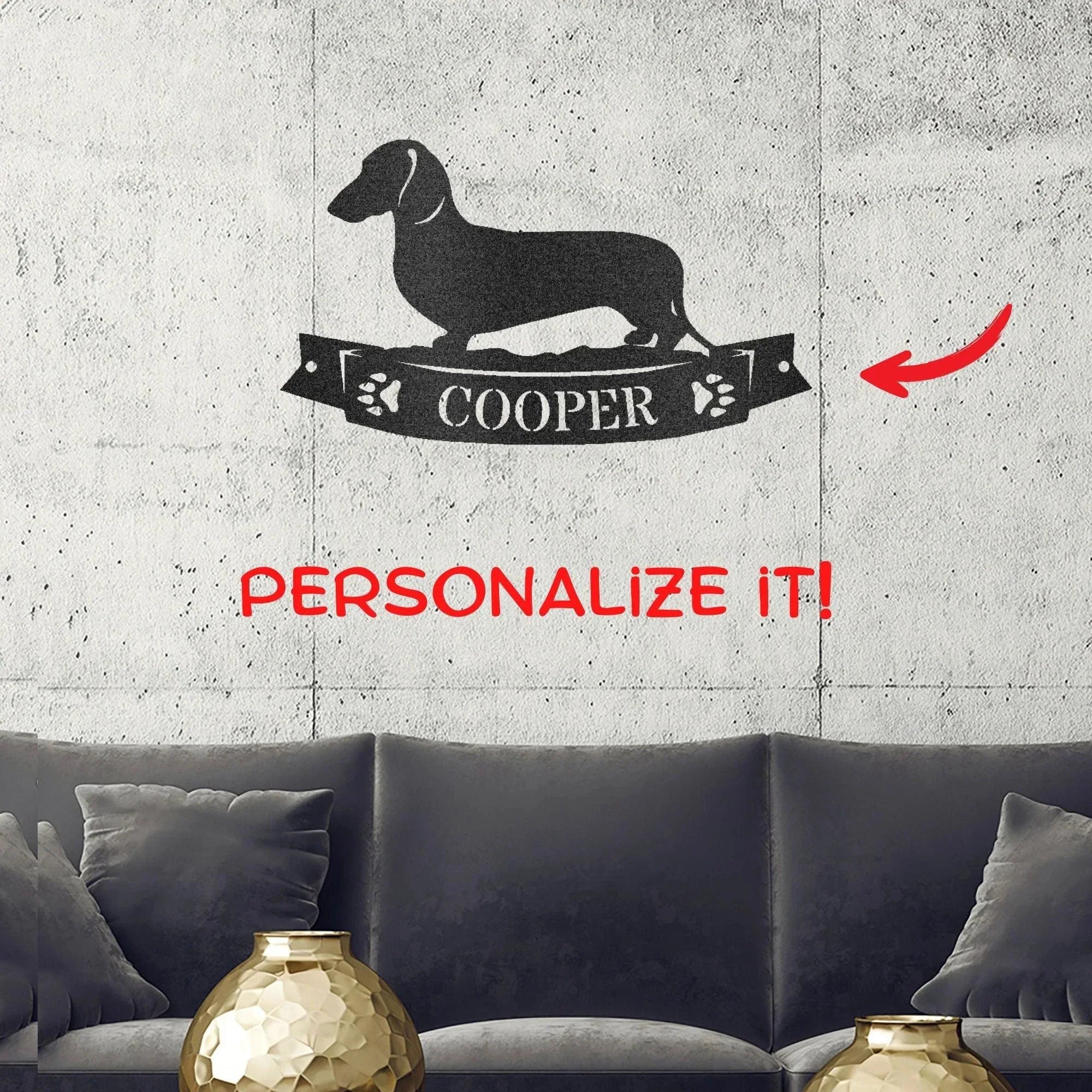 Dachshund Banner Monogram - Steel Sign