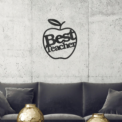 Best Teacher Apple Indoor Outdoor Steel Wall Sign - Mallard Moon Gift Shop