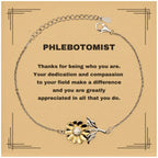 Phlebotomist Sunflower Bracelet - Thanks for being who you are - Birthday Christmas Jewelry Gifts Coworkers Colleague Boss