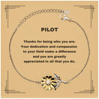 Pilot Sunflower Bracelet - Thanks for being who you are - Birthday Christmas Jewelry Gifts Coworkers Colleague Boss