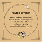 Police Officer Sunflower Bracelet - Thanks for being who you are - Birthday Christmas Jewelry Gifts Coworkers Colleague Boss
