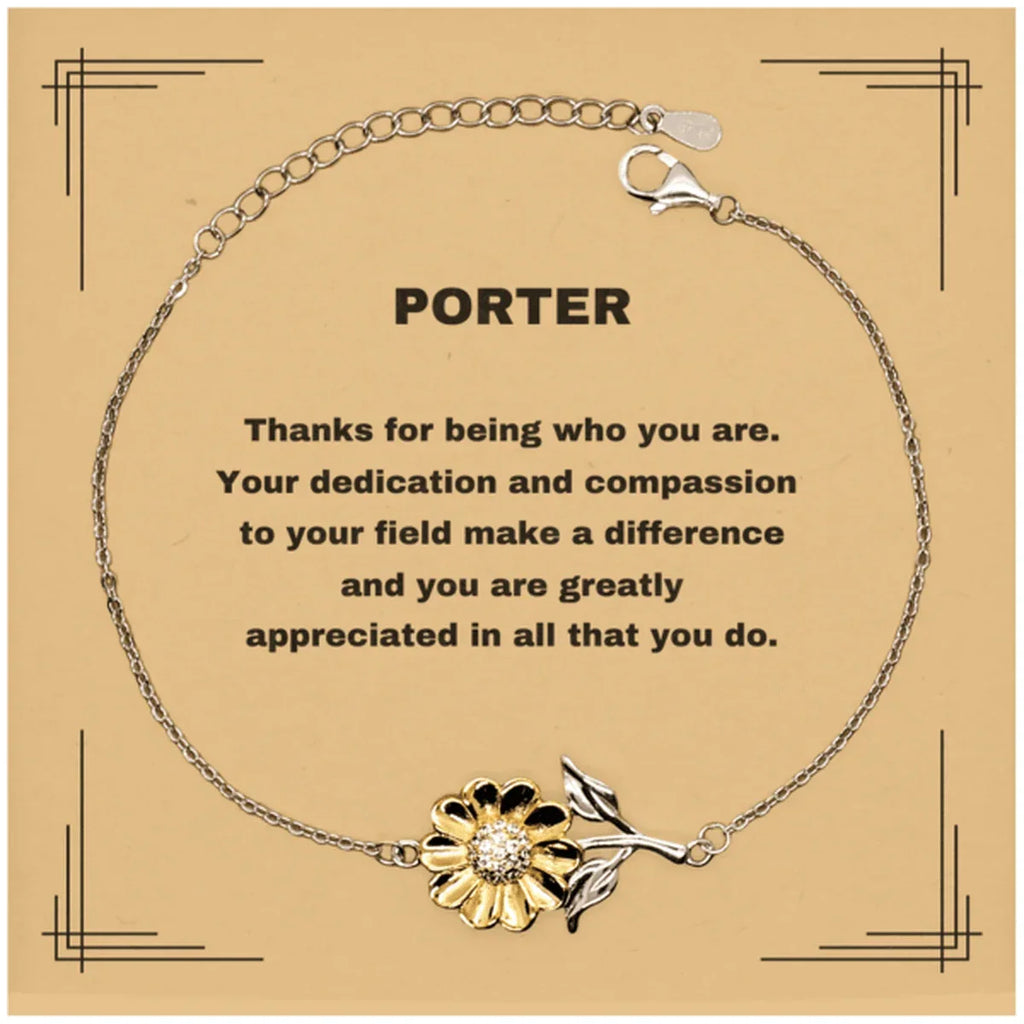 Porter Sunflower Bracelet - Thanks for being who you are - Birthday Christmas Jewelry Gifts Coworkers Colleague Boss